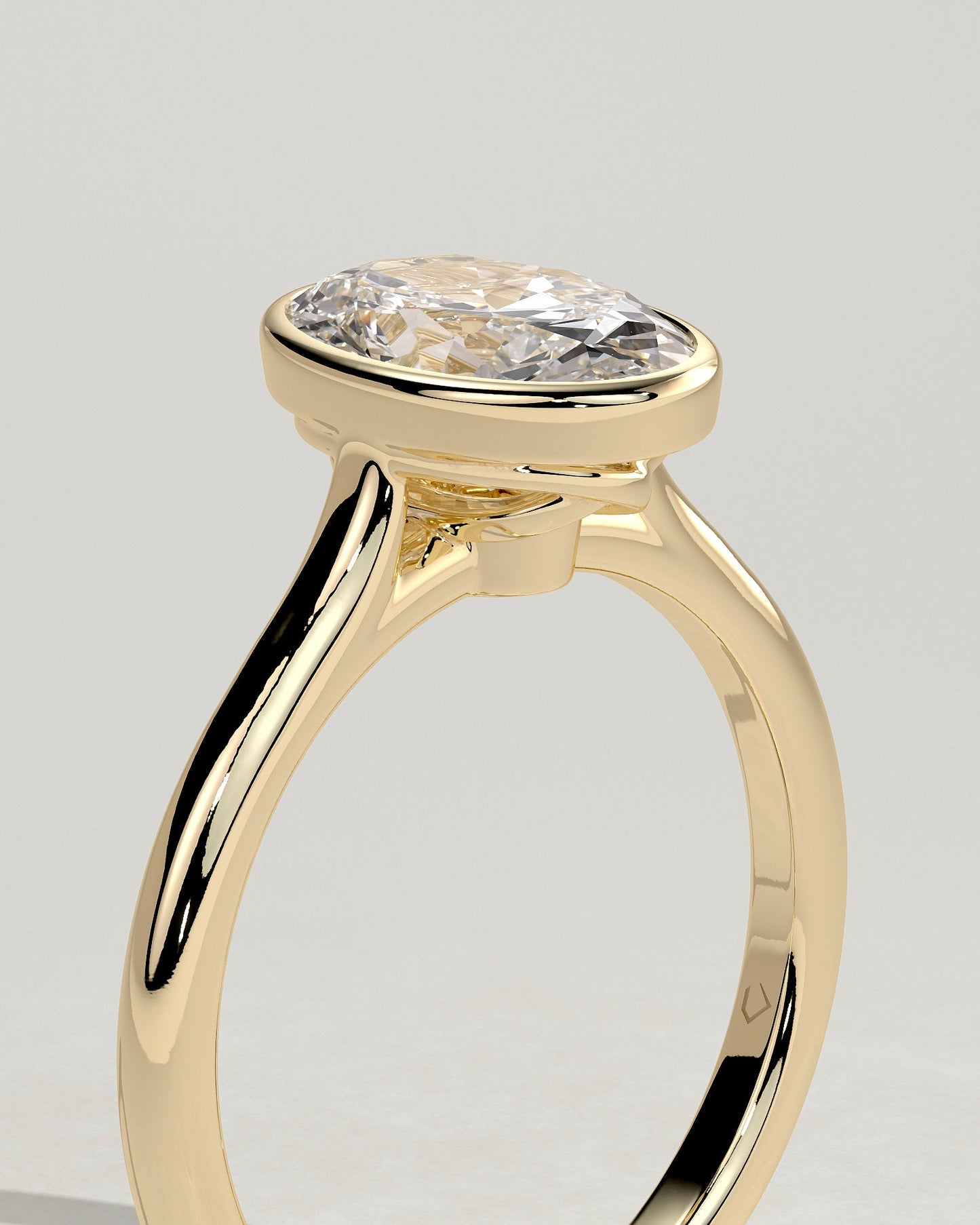 Oval Bezel Solitaire Lab Grown Diamond Engagement Ring