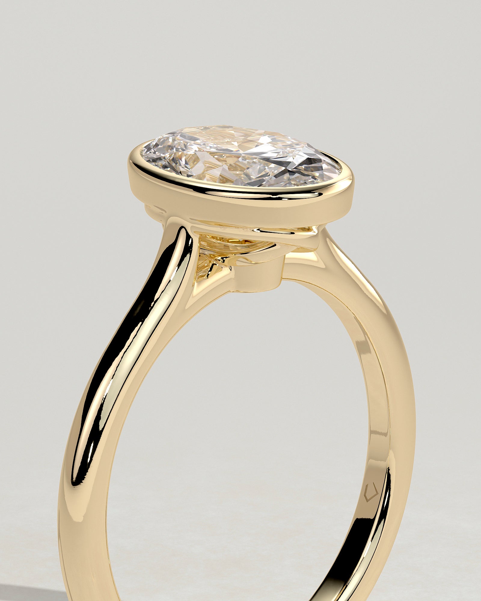 Oval Bezel Solitaire Lab Grown Diamond Engagement Ring