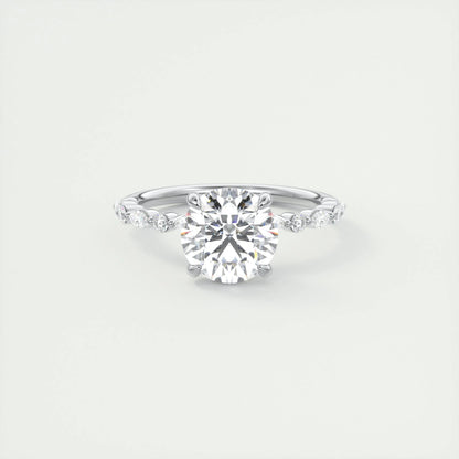 2.0 CT Round Solitaire Pave Moissanite Engagement Ring 1