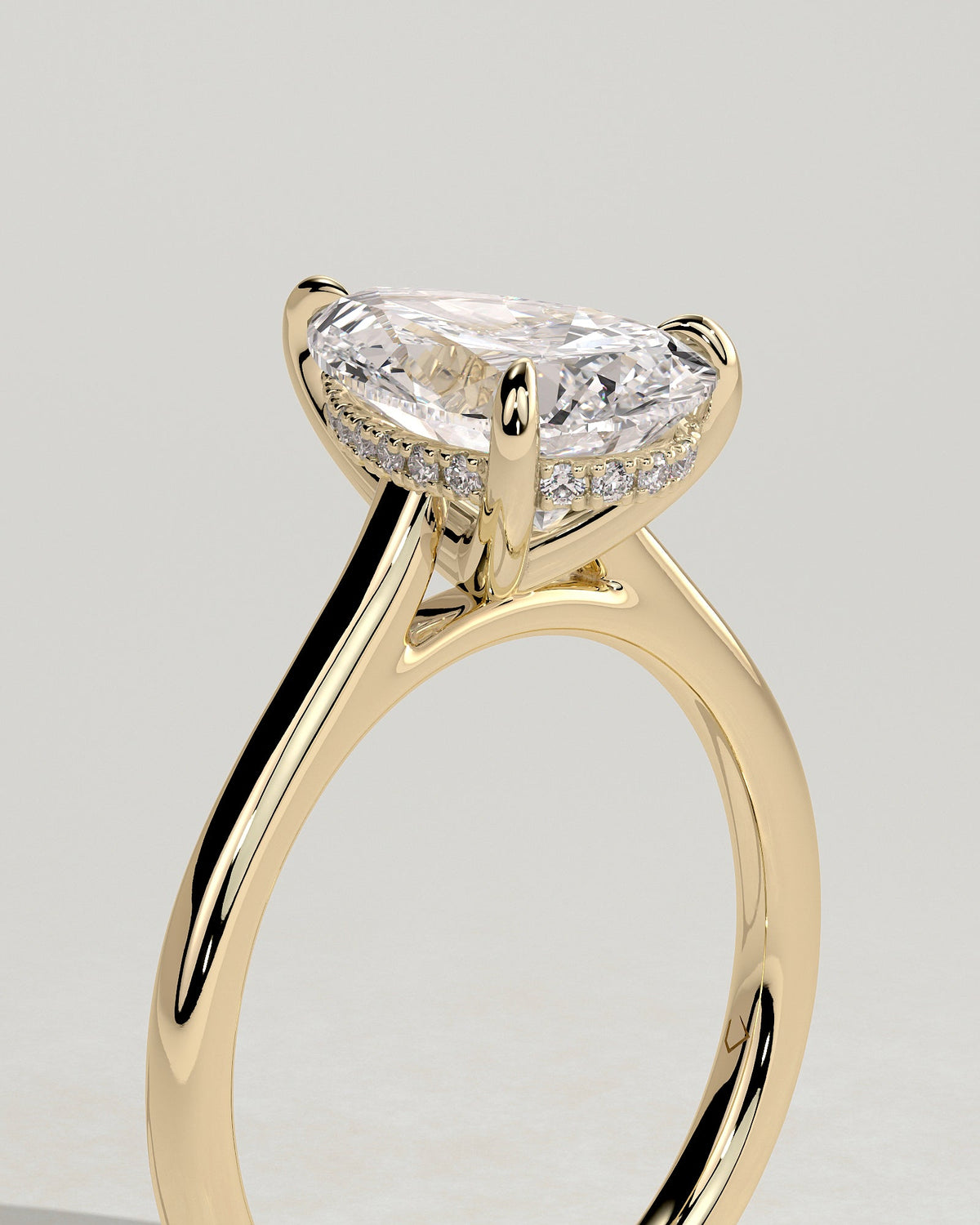 Pear Hidden Halo Lab Grown Diamond Engagement Ring