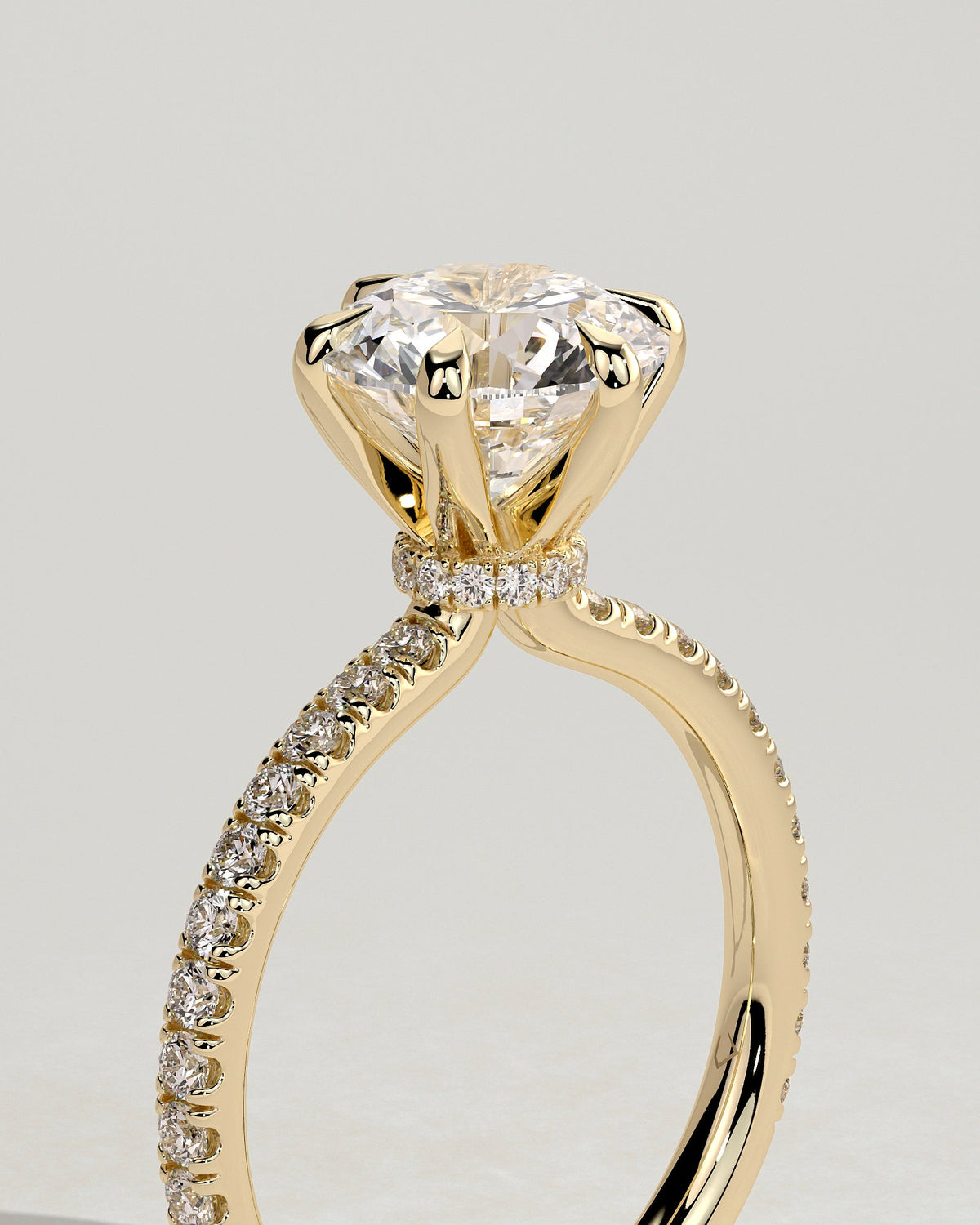 Round Hidden Halo & Pave Lab Grown Diamond Engagement Ring