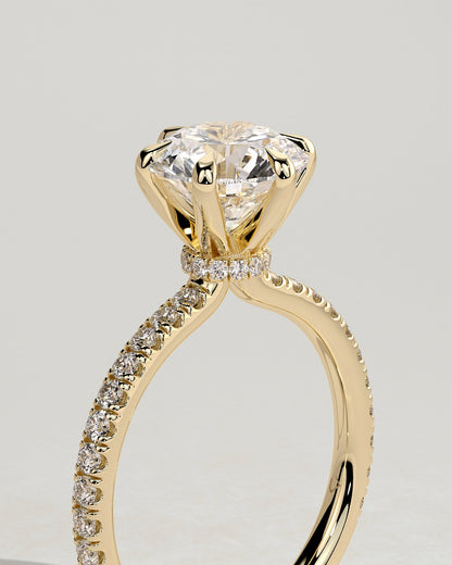 Round Hidden Halo & Pave Lab Grown Diamond Engagement Ring