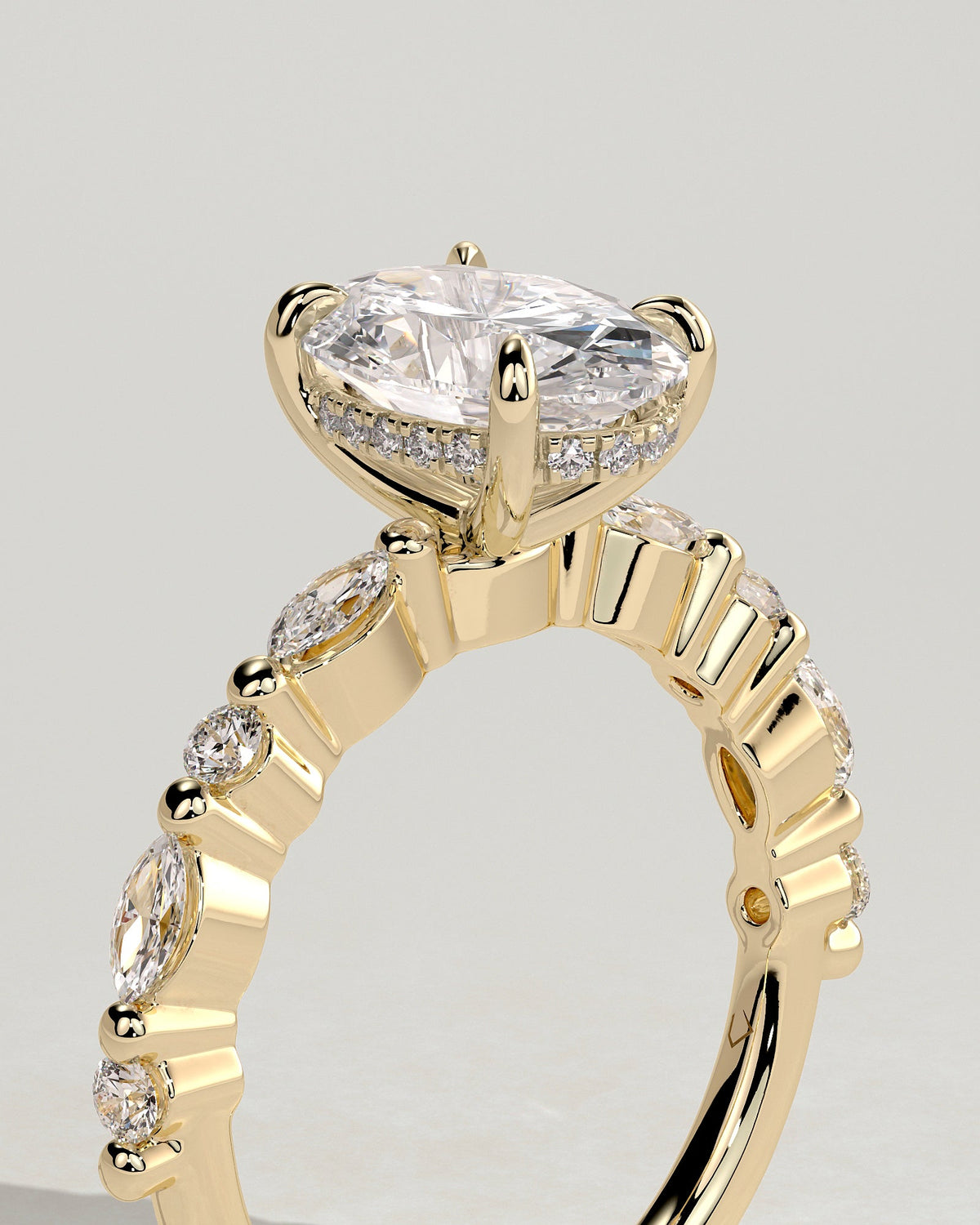 Oval Hidden Halo & Pave Lab Grown Diamond Engagement Ring