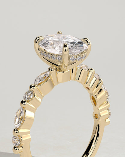 Oval Hidden Halo & Pave Lab Grown Diamond Engagement Ring