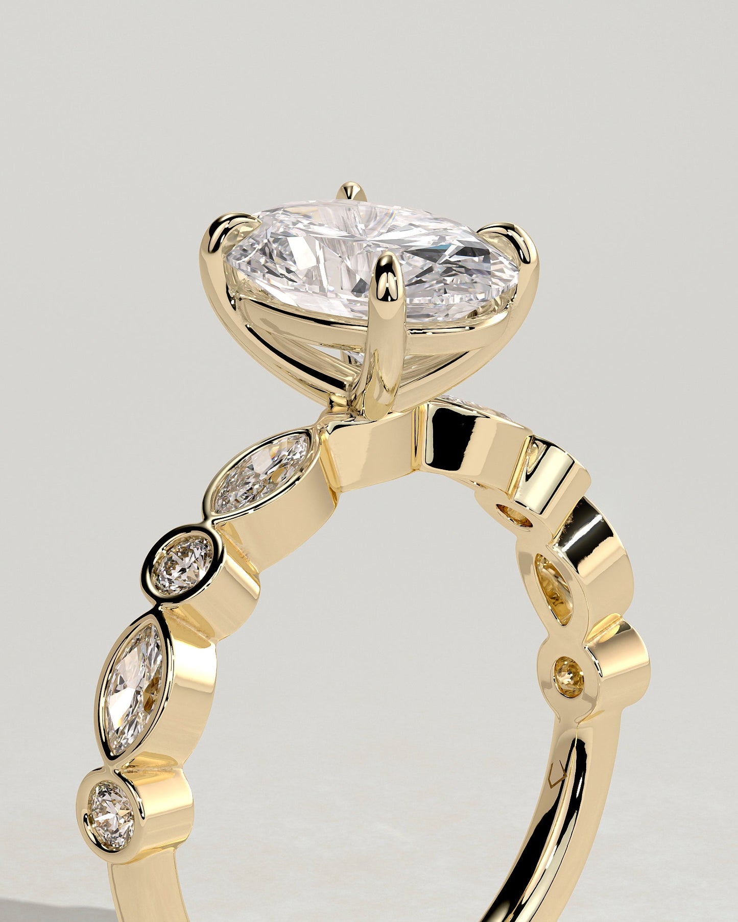 Oval Alternating Pave Lab Grown Diamond Engagement Ring