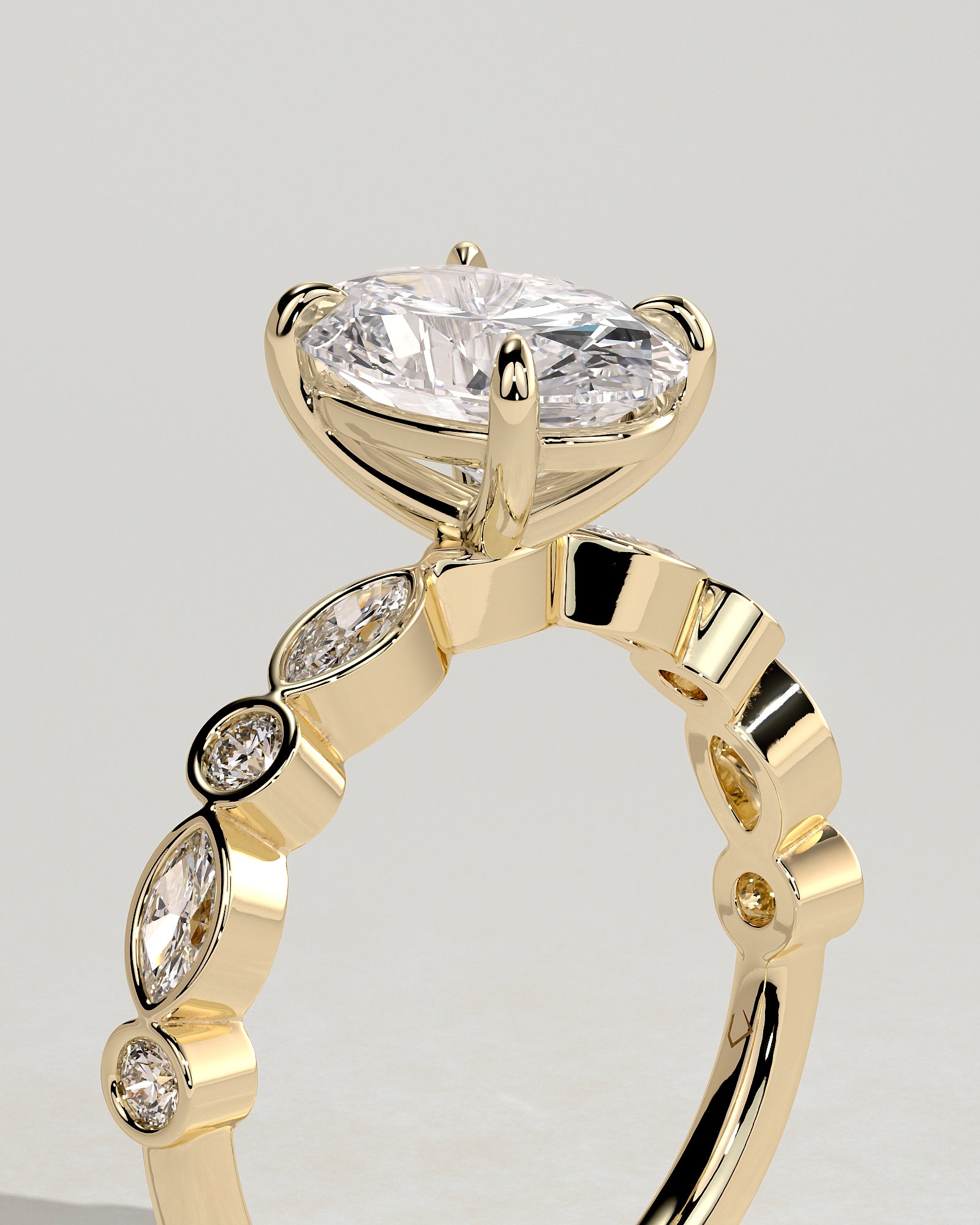 Oval Alternating Pave Lab Grown Diamond Engagement Ring