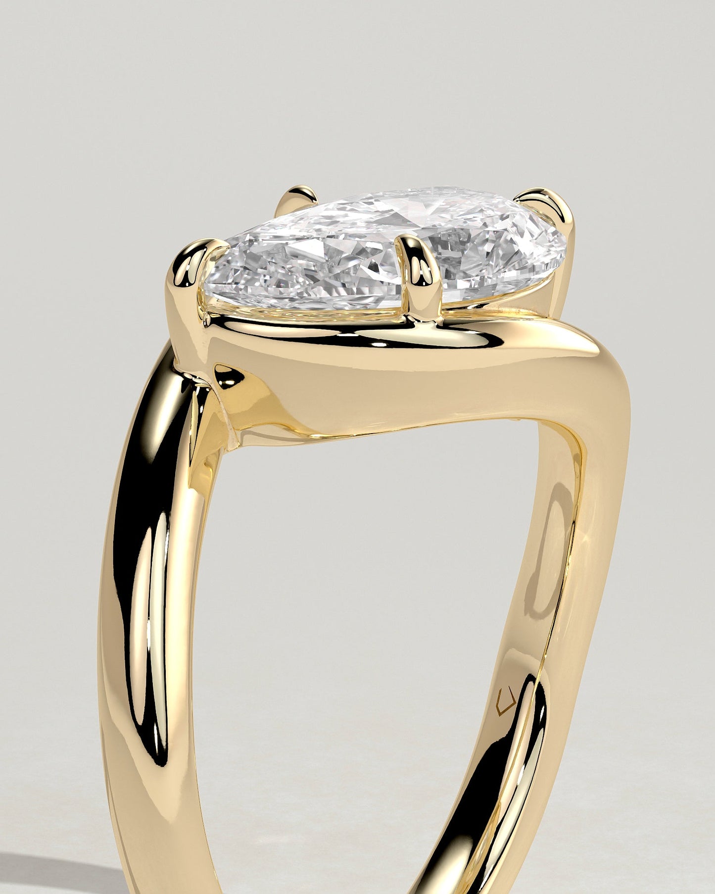 Pear Swirl Solitaire Lab Grown Diamond Engagement Ring