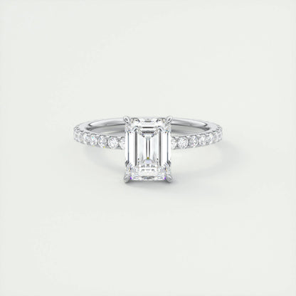 1.91 CT Emerald Solitaire Pave Moissanite Engagement Ring 1