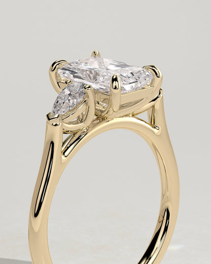 Radiant Three Stones Lab Grown Diamond Engagement Ring