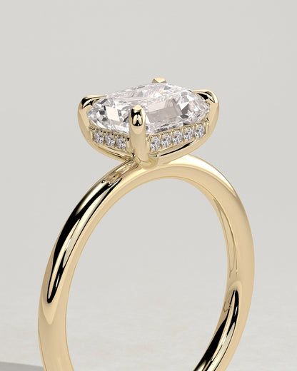 Emerald East West Hidden Halo Lab Grown Diamond Engagement Ring
