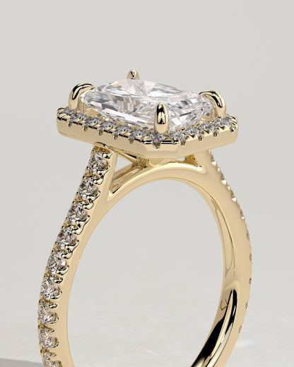 Radiant Halo & Pave Lab Grown Diamond Engagement Ring