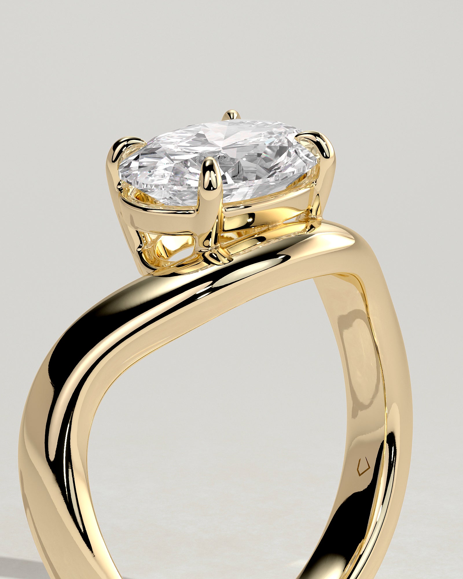 Oval Swirl Solitaire Lab Grown Diamond Engagement Ring