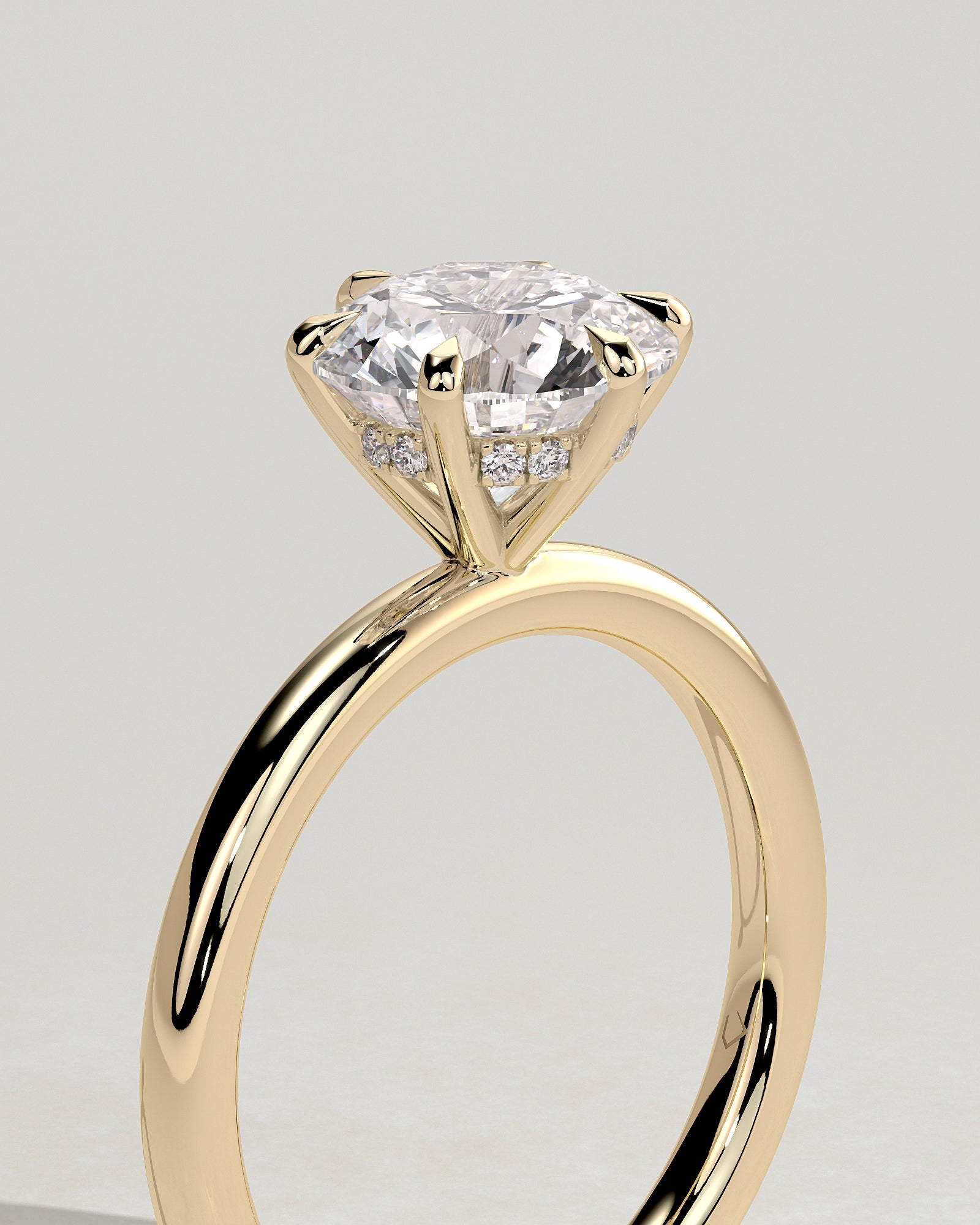 Round Hidden Halo Lab Grown Diamond Engagement Ring
