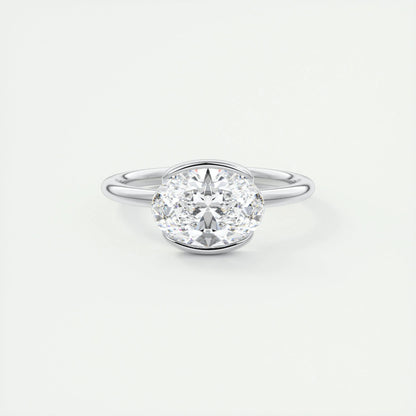 1.91 CT Oval Half Bezel Solitaire Moissanite Engagement Ring 1