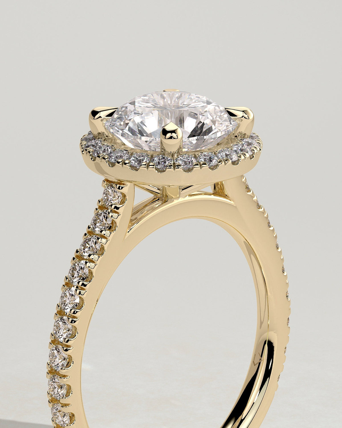 Round Pave & Halo Lab Grown Diamond Engagement Ring