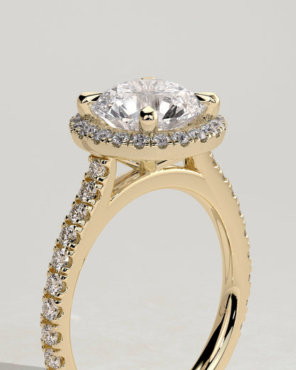 Round Pave & Halo Lab Grown Diamond Engagement Ring