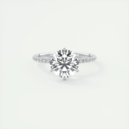 2.0 CT Round Cut Solitaire Pave Moissanite Engagement Ring 1