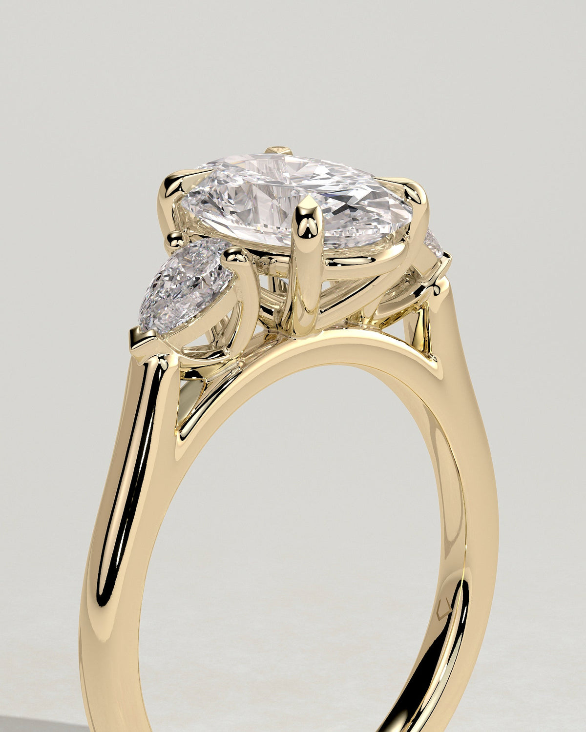 Oval Three Stones Lab Grown Diamond Engagement Ring