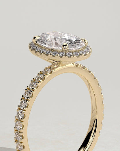 Oval Halo & Pave Lab Grown Diamond Engagement Ring