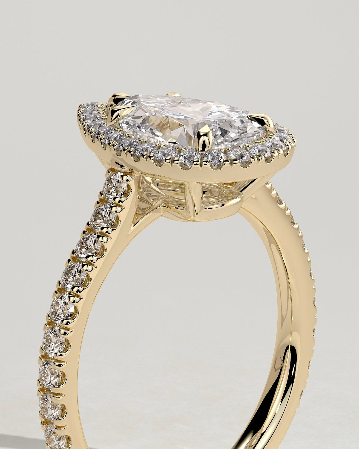 Pear Halo and Pave Lab Grown Diamond Engagement Ring