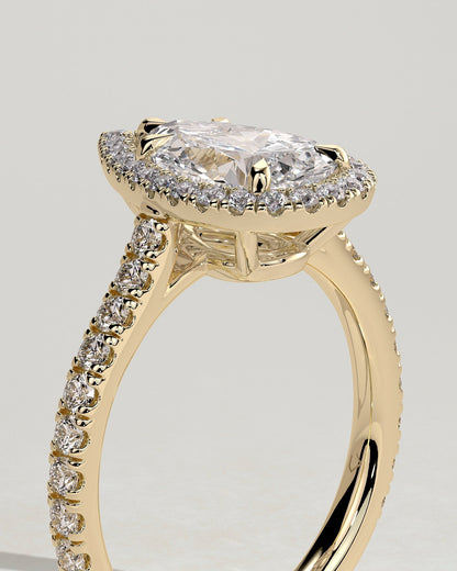 Pear Halo and Pave Lab Grown Diamond Engagement Ring