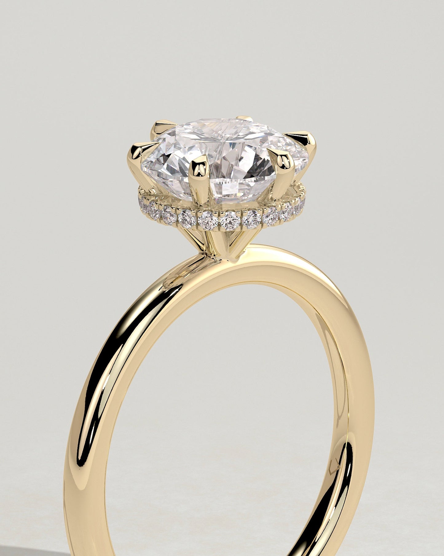 Round Hidden Halo Lab Grown Diamond Engagement Ring