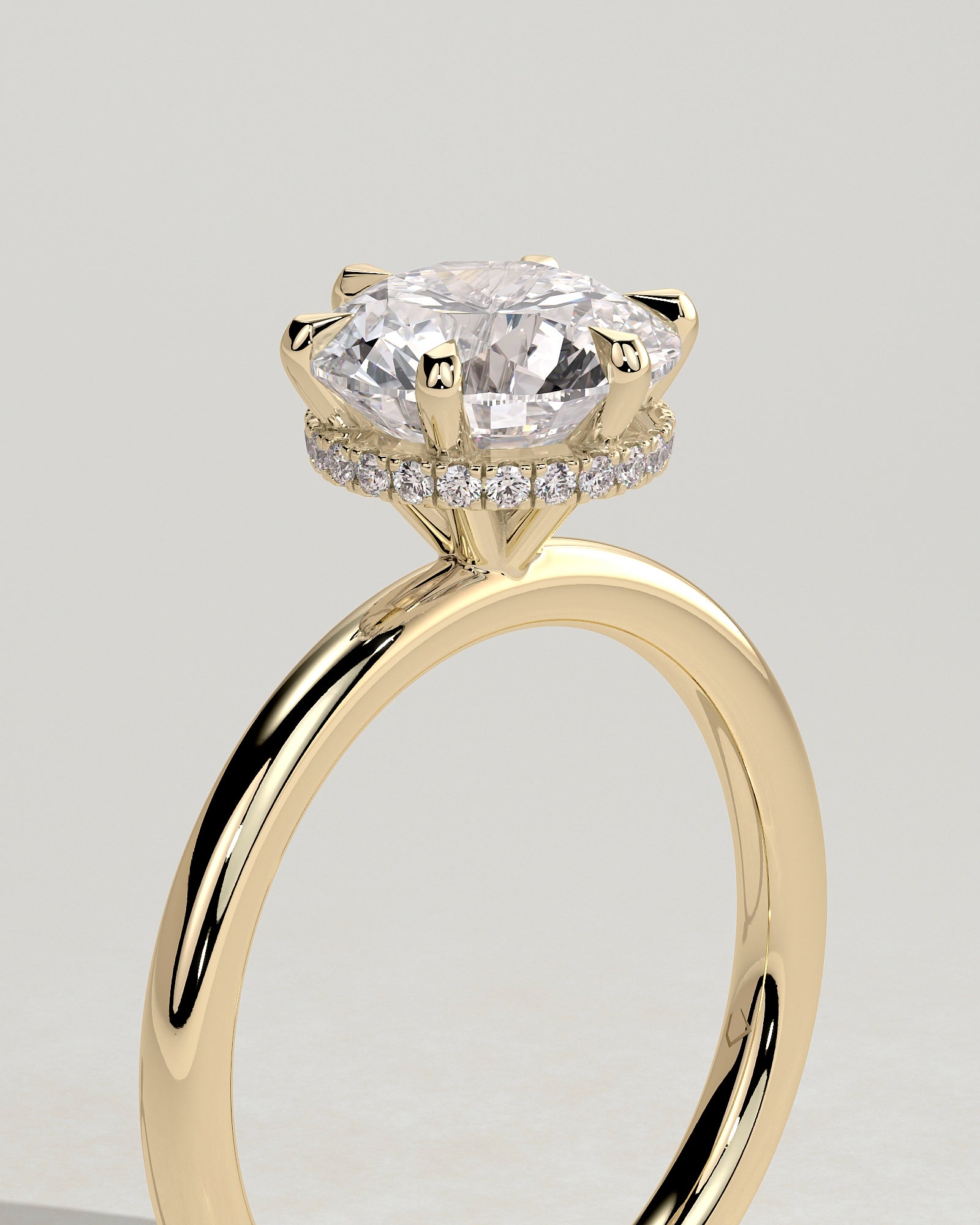 Round Hidden Halo Lab Grown Diamond Engagement Ring