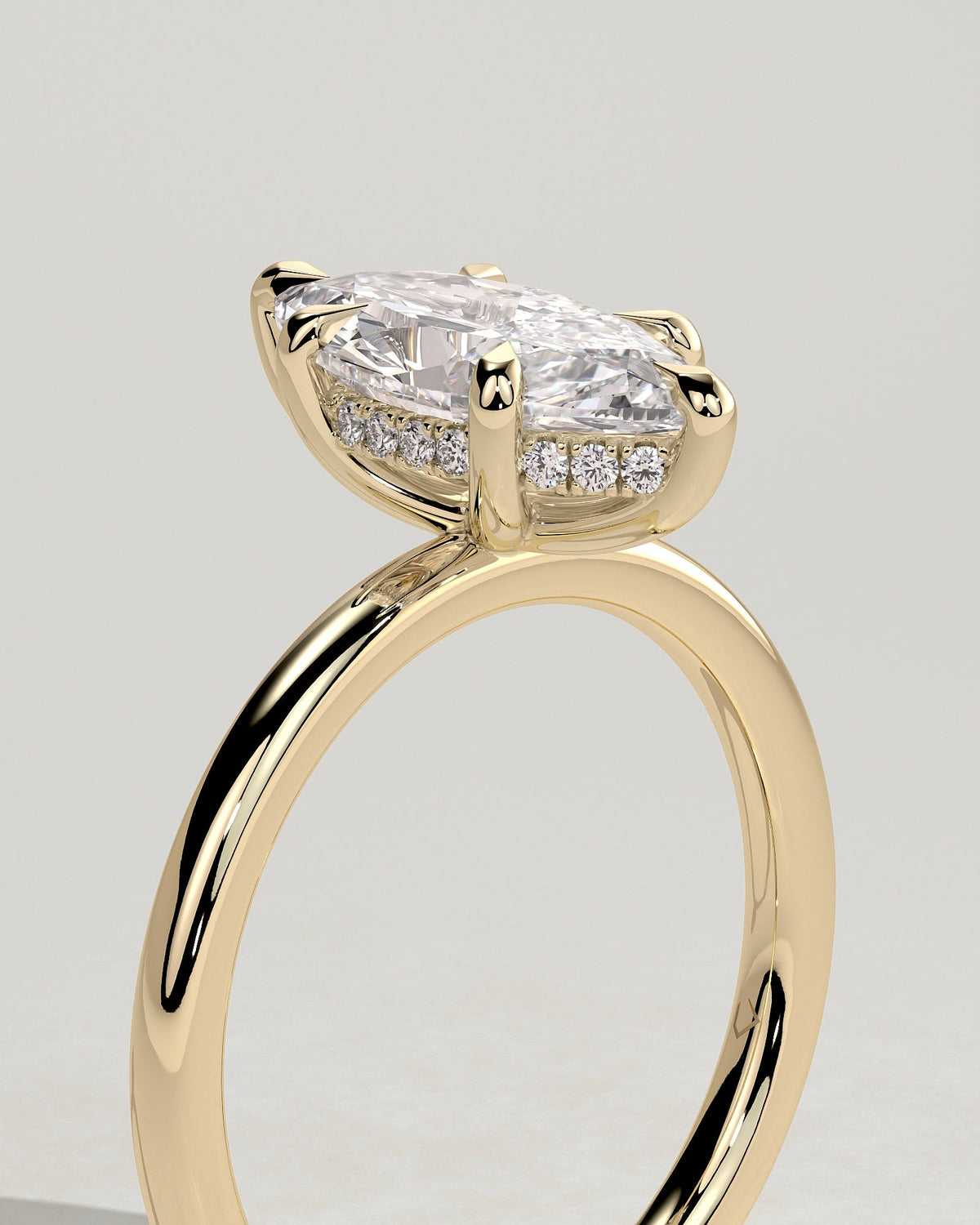 Marquise Hidden Halo Lab Grown Diamond Engagement Ring