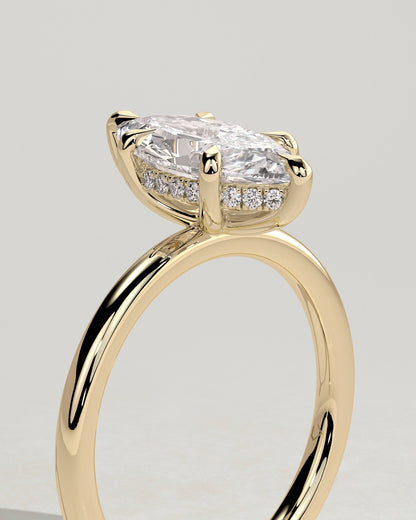 Marquise Hidden Halo Lab Grown Diamond Engagement Ring
