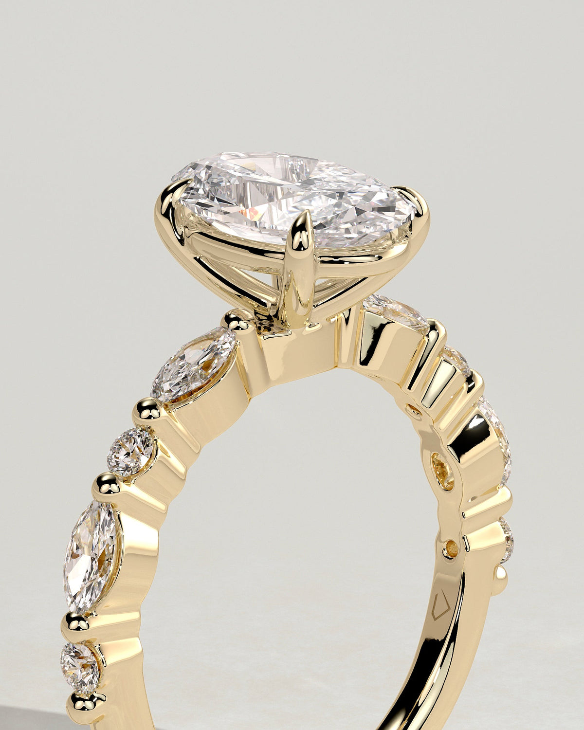 Oval Alternating Pave Lab Grown Diamond Engagement Ring