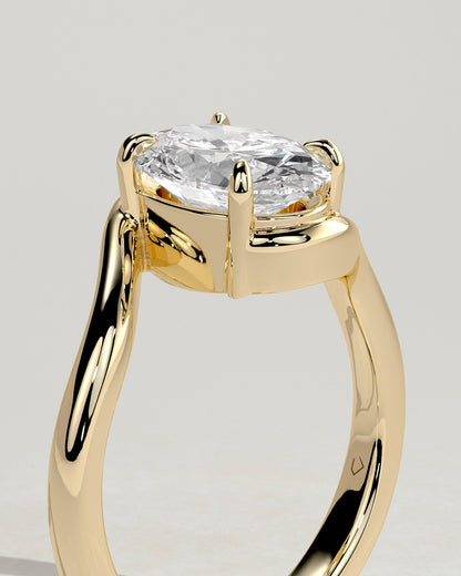 Oval Swirl Solitaire Lab Grown Diamond Engagement Ring