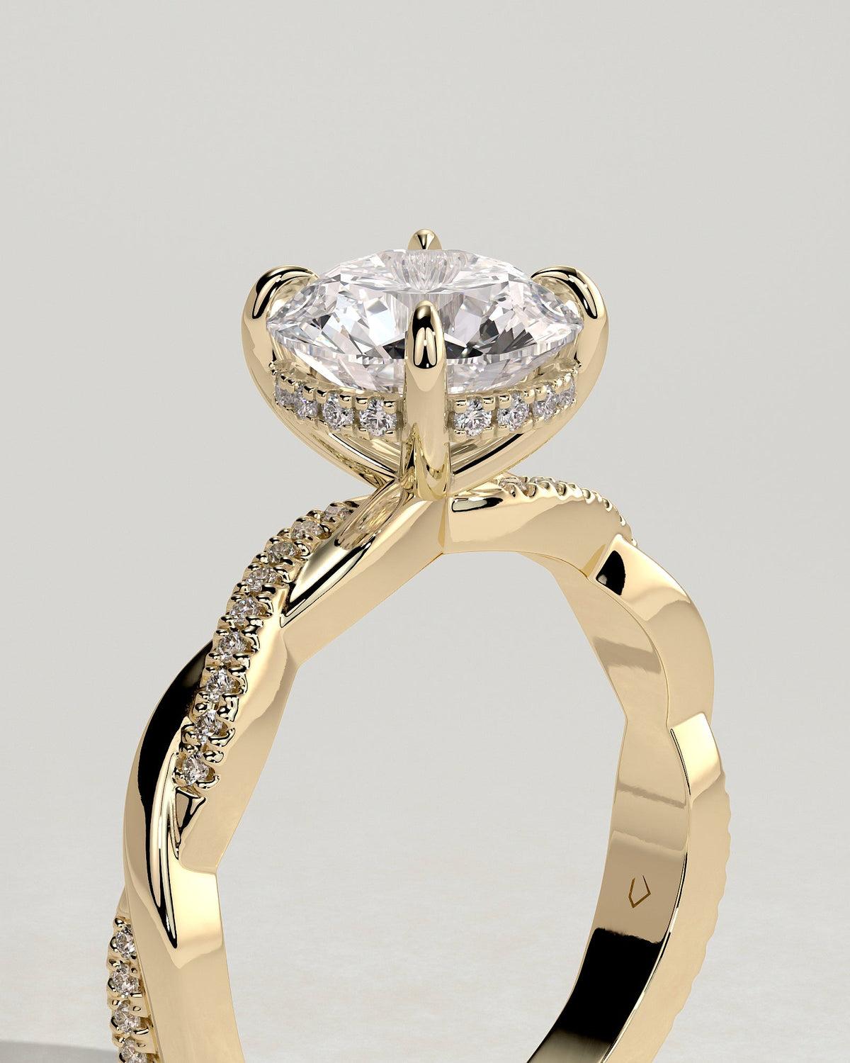Round Twisted Pave Lab Grown Diamond Engagement Ring