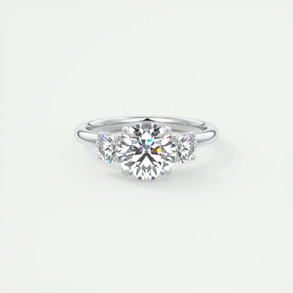 2.0 CT Round Cut Three Stone Moissanite Engagement Ring 1