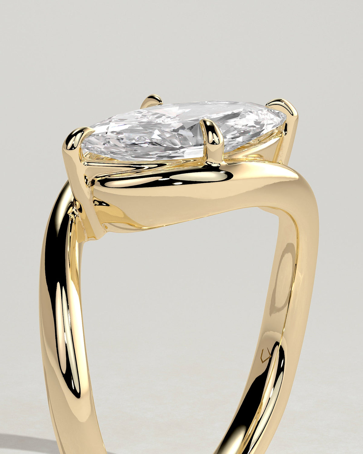Marquise Swirl Solitaire Lab Grown Diamond Engagement Ring