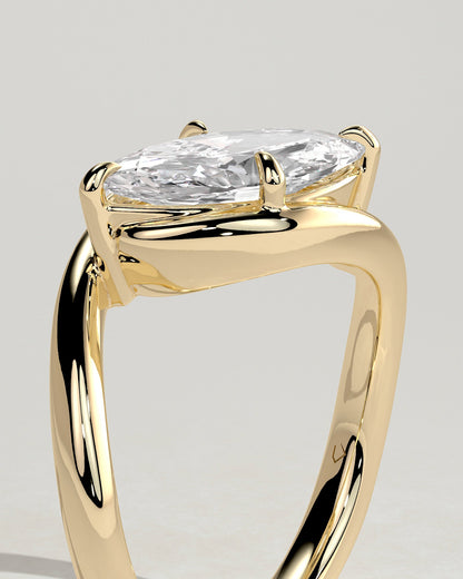 Marquise Swirl Solitaire Lab Grown Diamond Engagement Ring