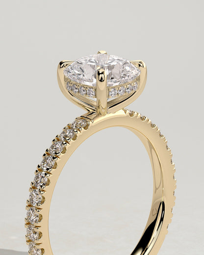 Cushion Hidden Halo & Pave Lab Grown Diamond Engagement Ring