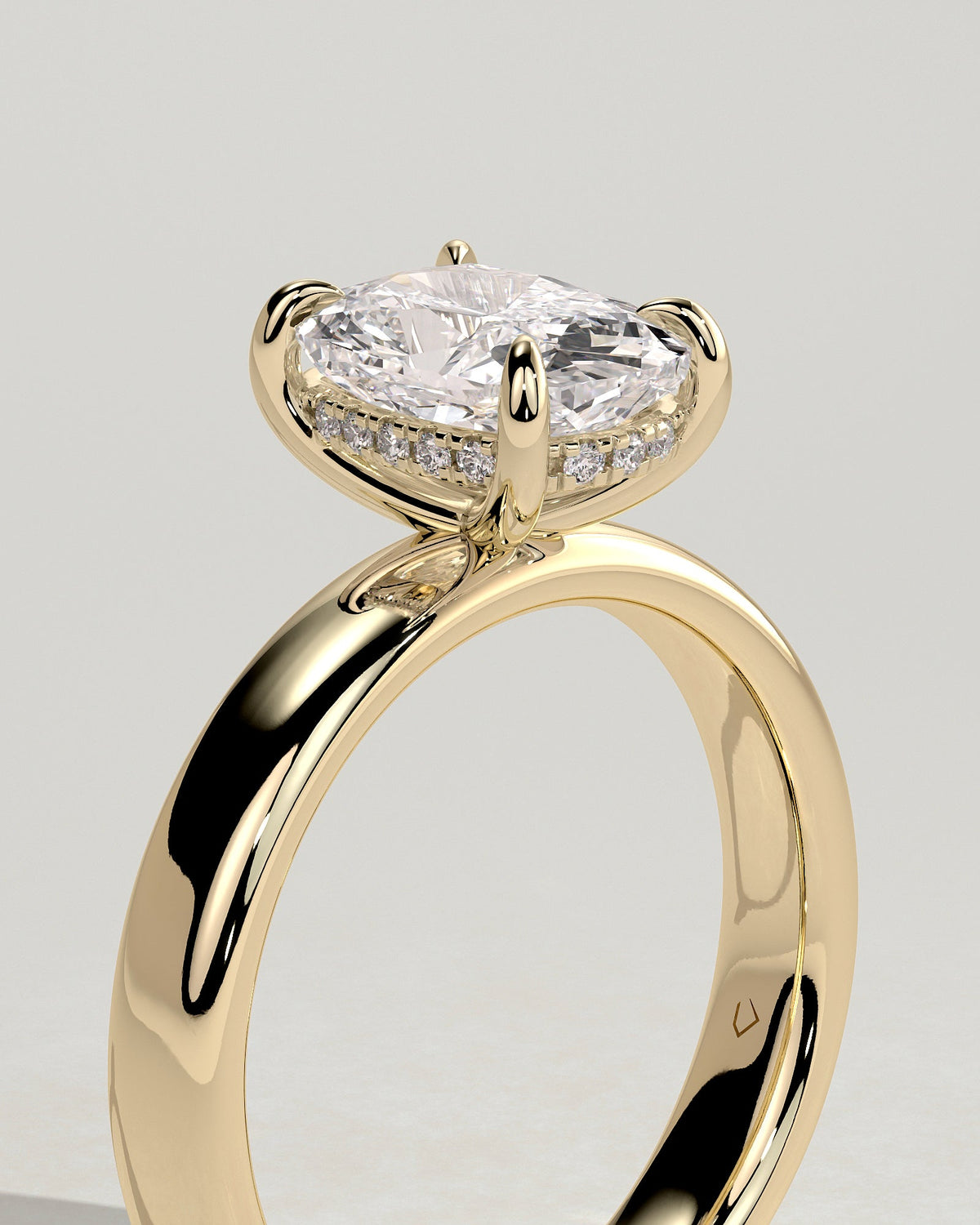 Elongated Cushion Hidden Halo Lab Grown Diamond Engagement Ring