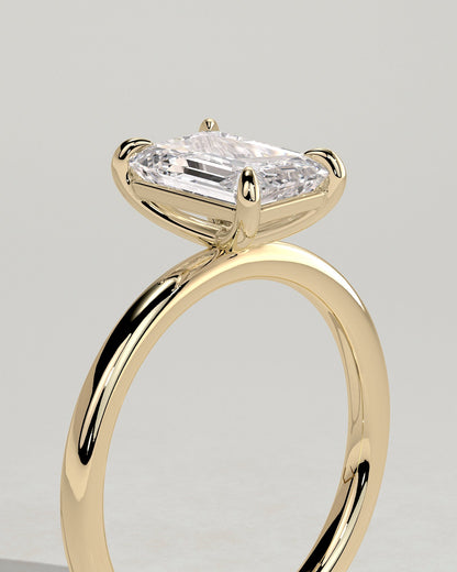 Emerald Solitaire Lab Grown Diamond Engagement Ring