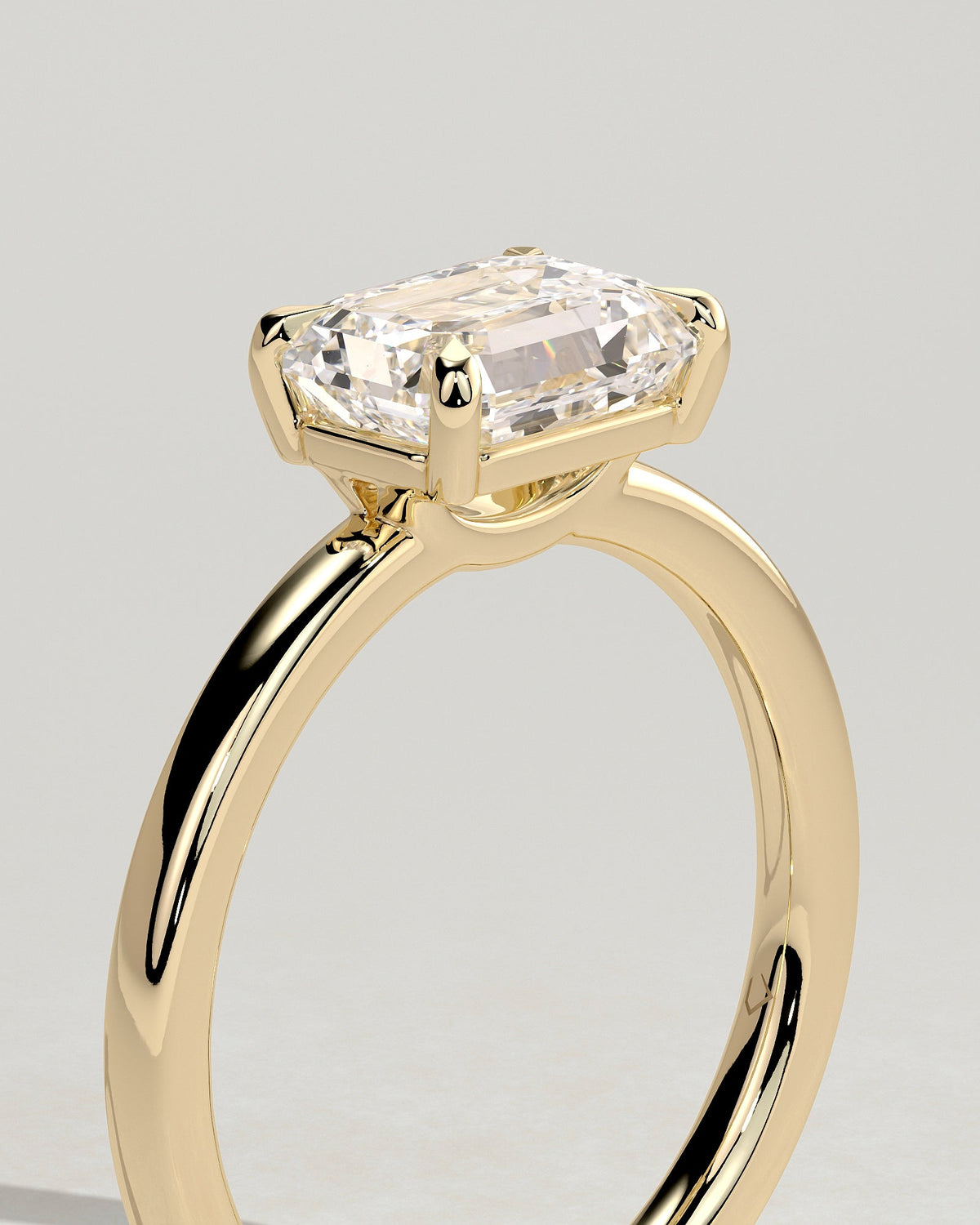 Emerald East West Solitaire Lab Grown Diamond Engagement Ring