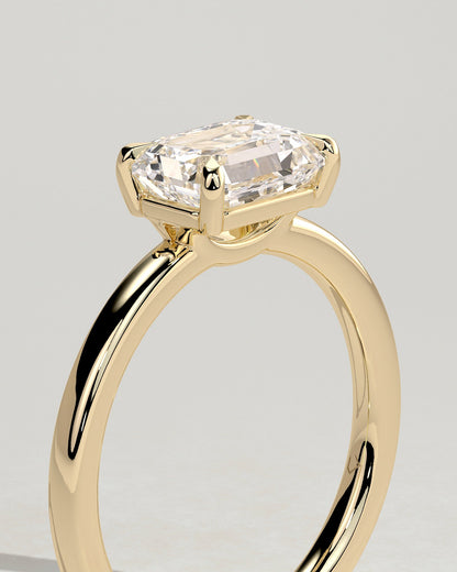 Emerald East West Solitaire Lab Grown Diamond Engagement Ring