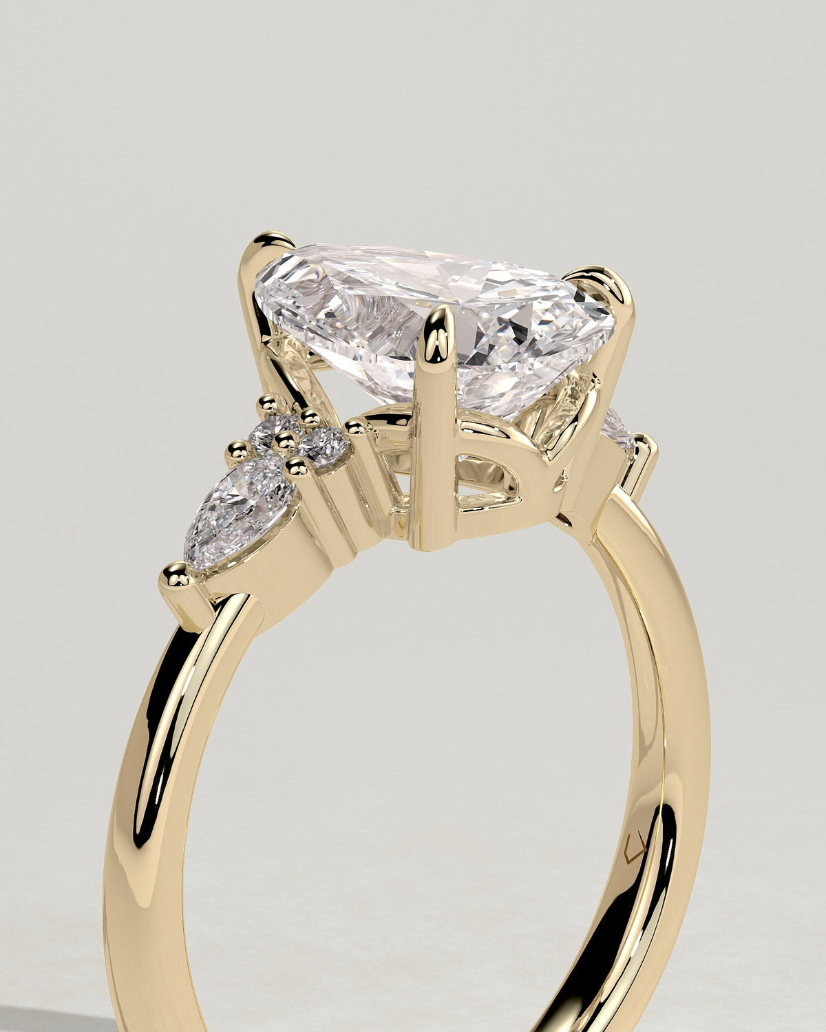 Pear Cluster Lab Grown Diamond Engagement Ring