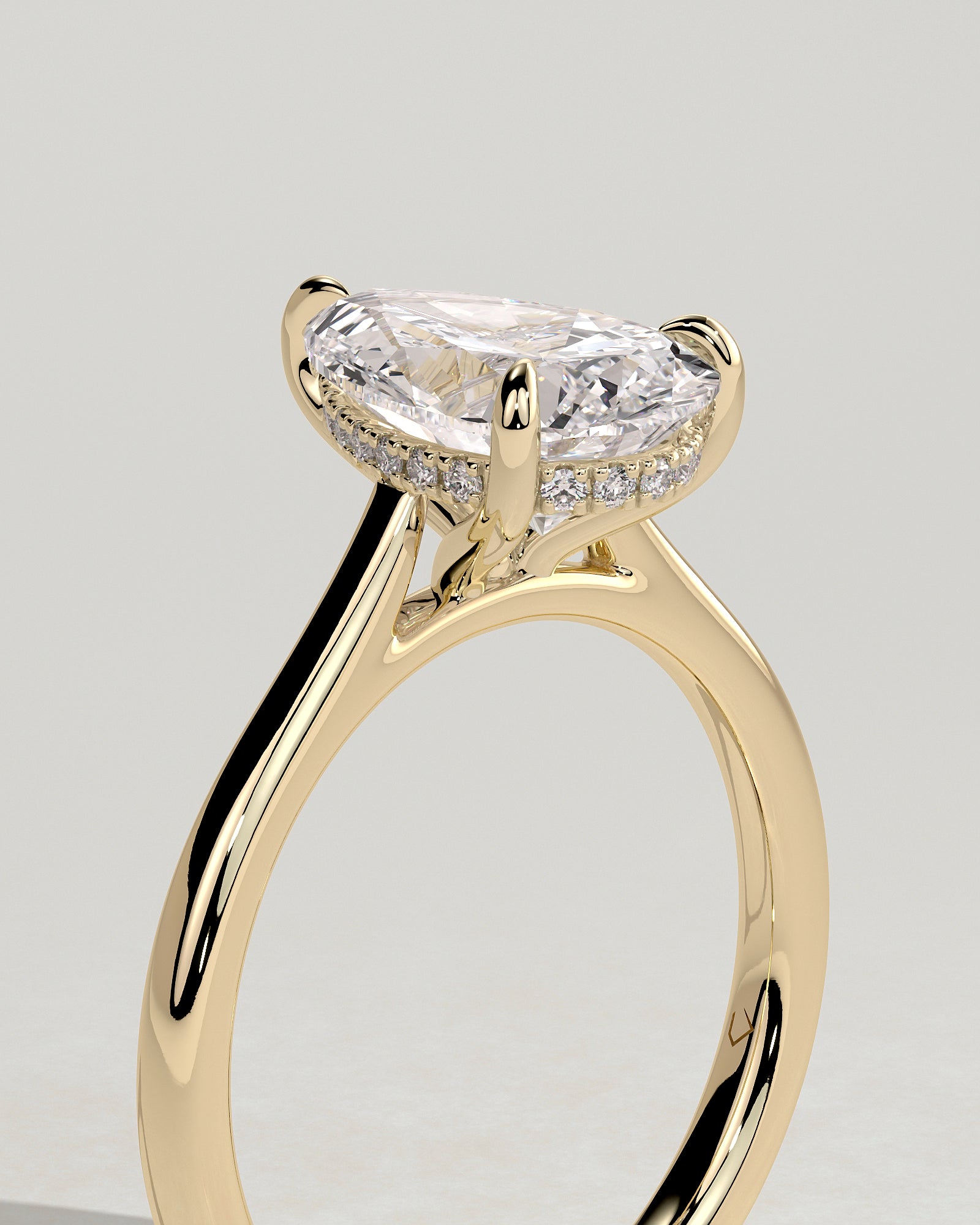 Pear Cathedral & Hidden Halo Lab Grown Diamond Engagement Ring