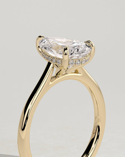 Pear Cathedral & Hidden Halo Lab Grown Diamond Engagement Ring