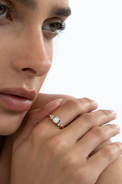 2 CT Round Three Stones Lab Grown Diamond Engagement Ring