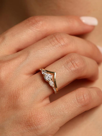 Marquise Cut Cluster Styled Lab Grown Diamond Engagement Ring