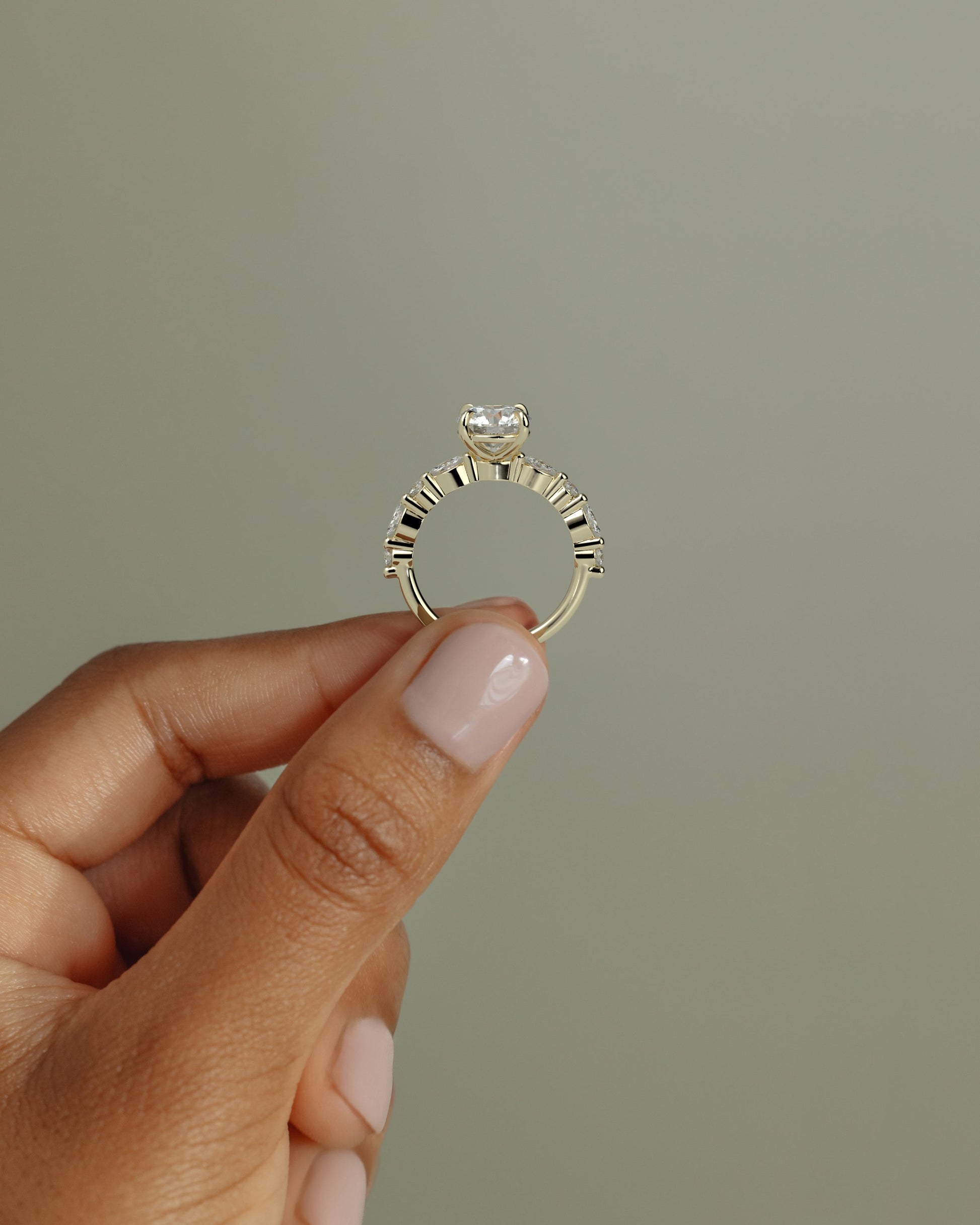 Round Pave Lab Grown Diamond Engagement Ring