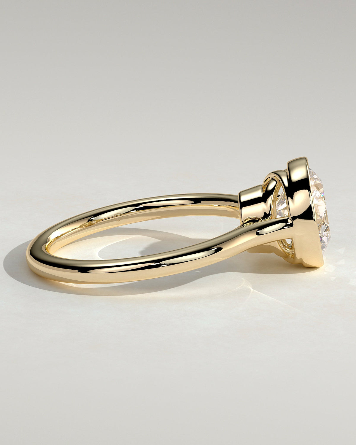 Round Bezel Solitaire & Cathedral Lab Grown Diamond Engagement Ring