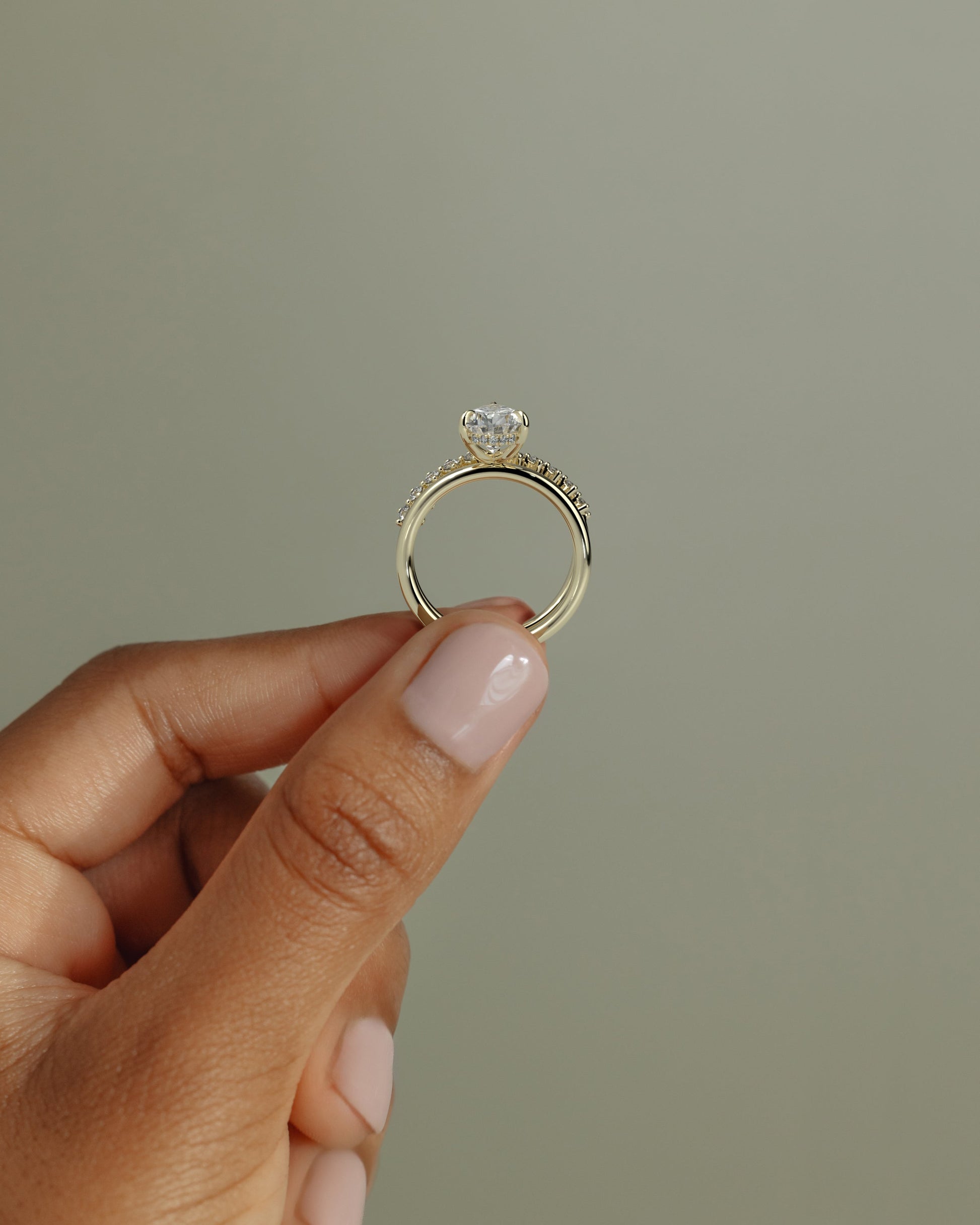 Pear Double Shank Pave and Hidden Halo Lab Grown Diamond Engagement Ring