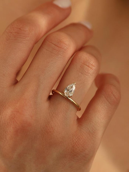 Marquise Cut Cluster Styled Lab Grown Diamond Engagement Ring