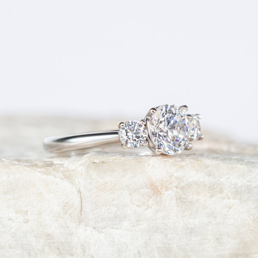 2 CT Round Three Stones Lab Grown Diamond Engagement Ring